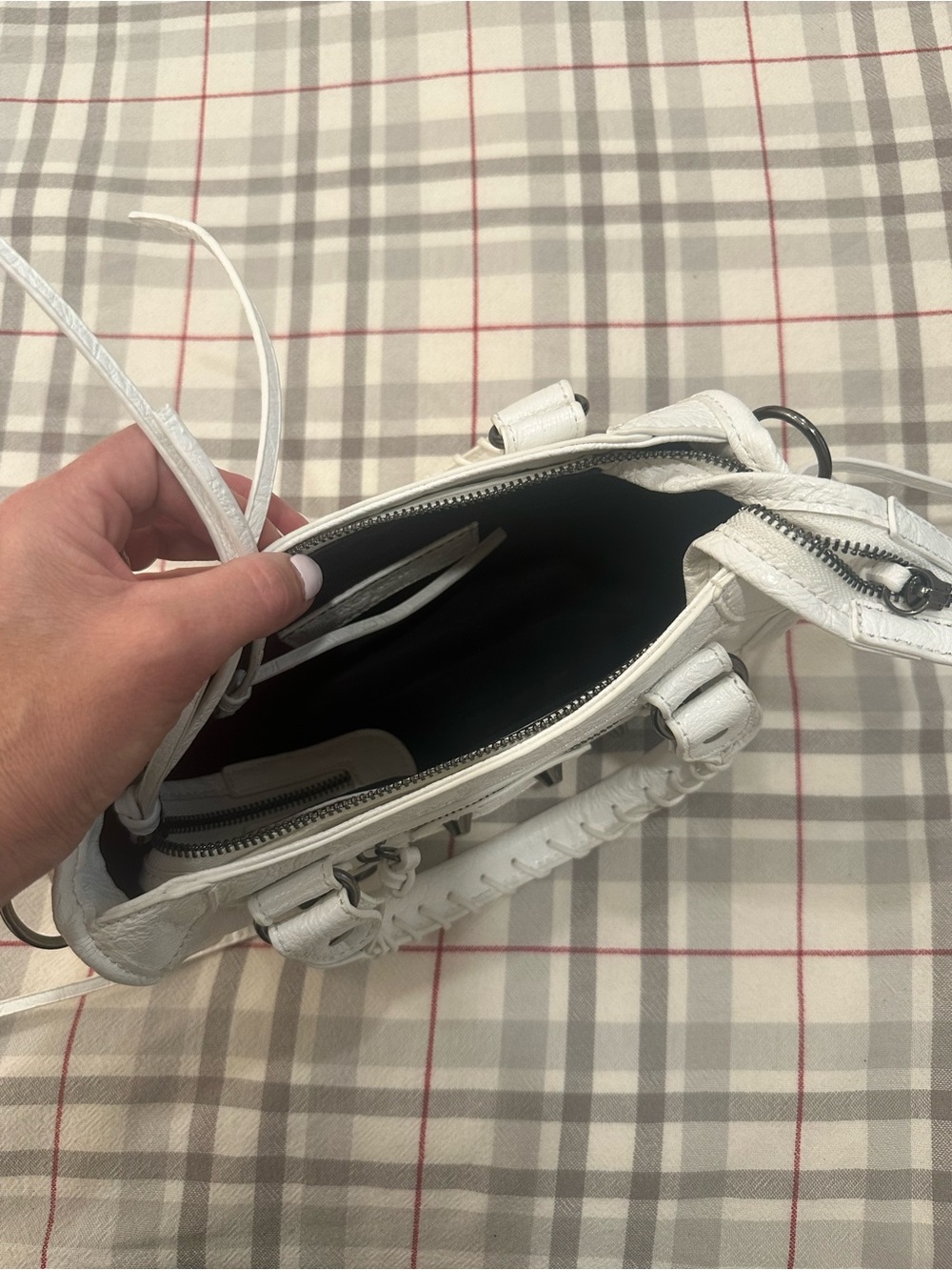 White Leather Top-Handle Mini Bag - Picture 7 of 16